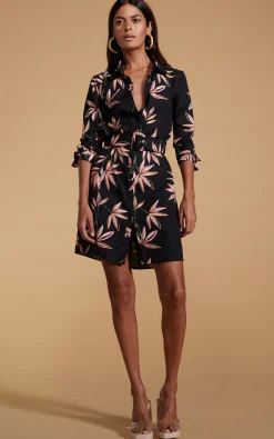 Jonah Mini Shirt Dress In Bamboo Black Base
