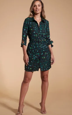 Jonah Mini Shirt Dress In Green Alligator