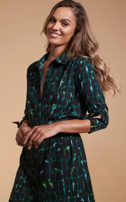 Jonah Mini Shirt Dress In Green Alligator