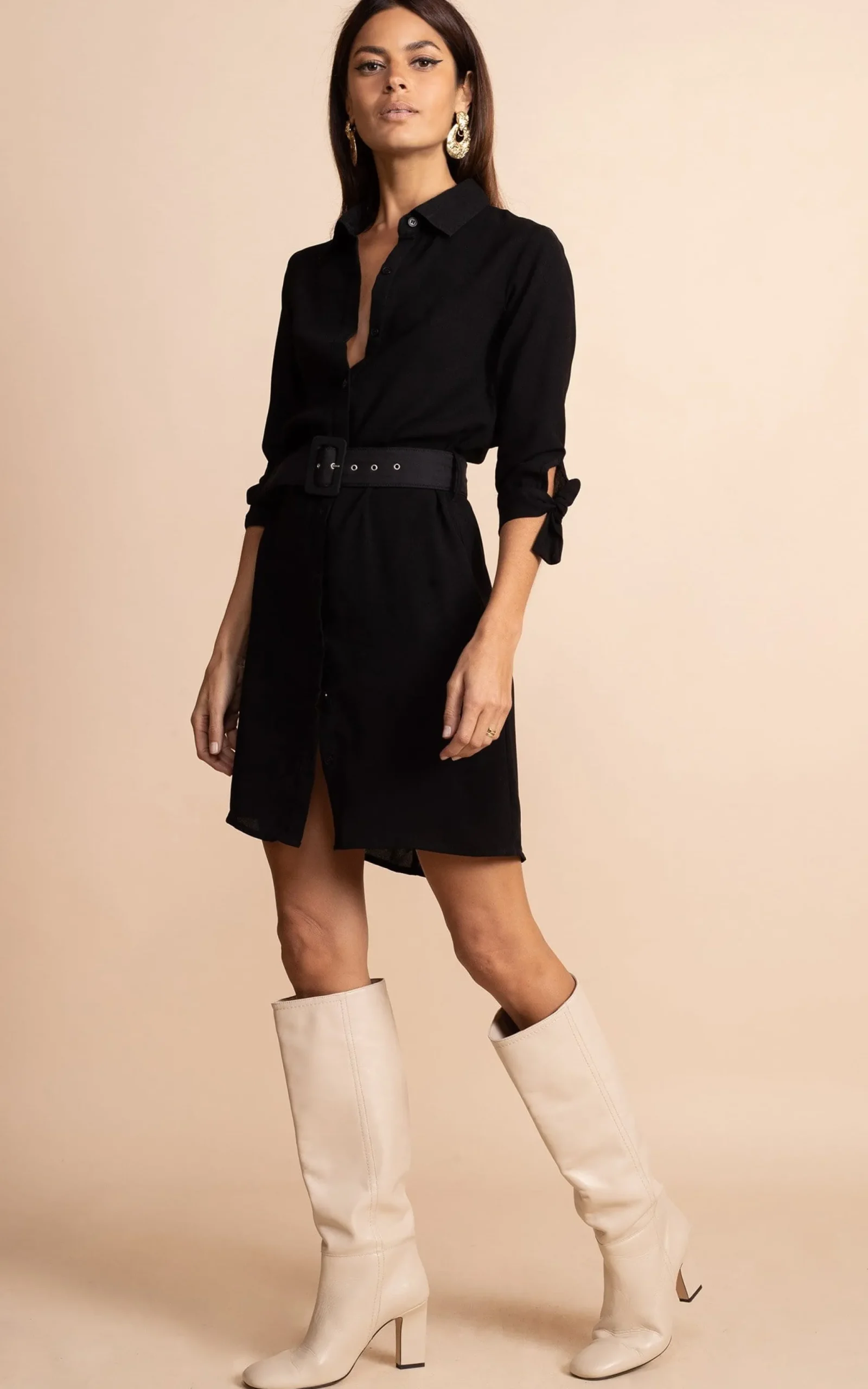 Jonah Mini Shirt Dress In Black