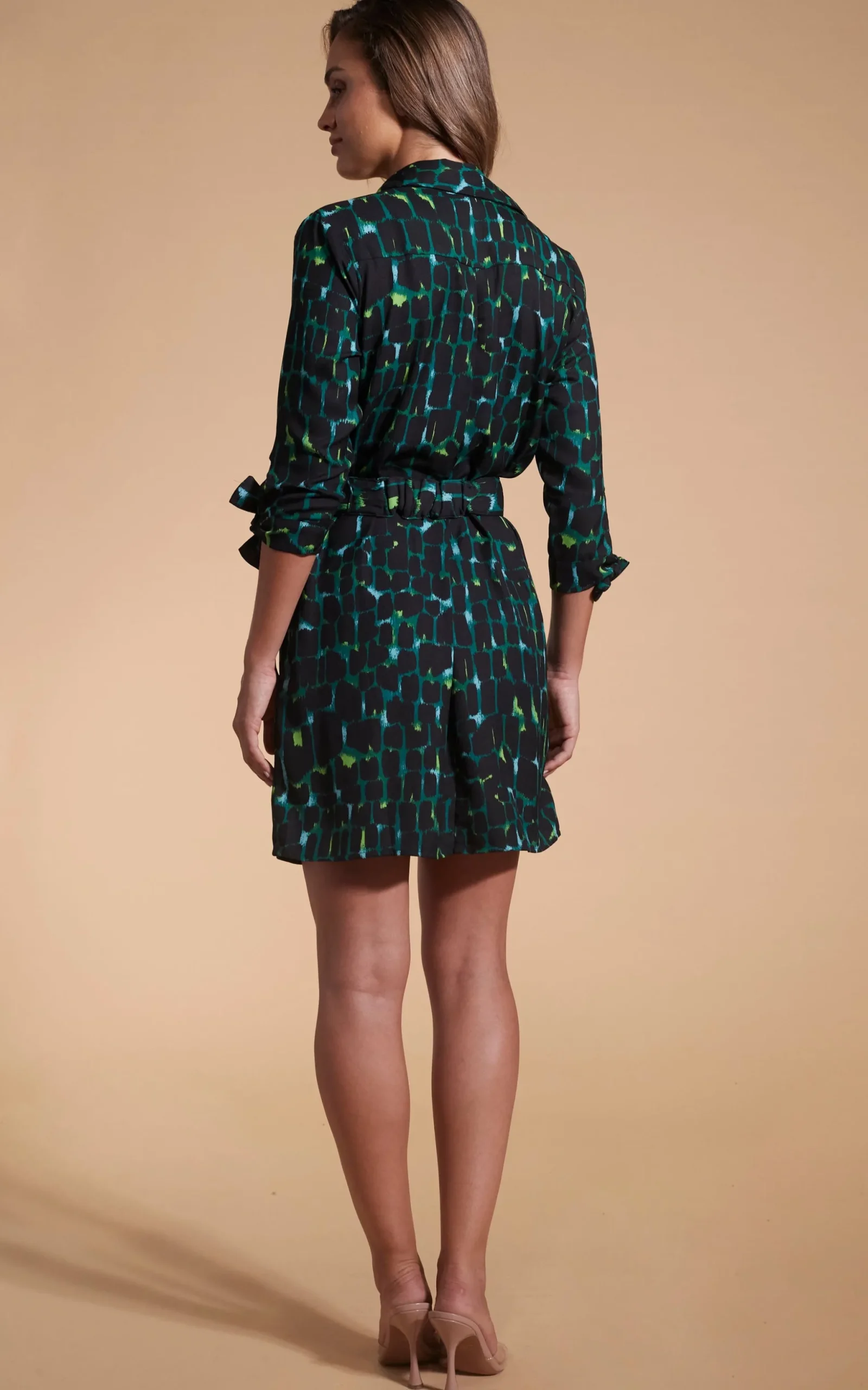 Jonah Mini Shirt Dress In Green Alligator