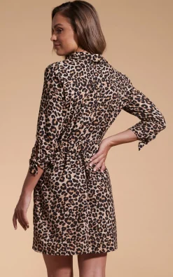 Jonah Mini Shirt Dress In Rich Leopard