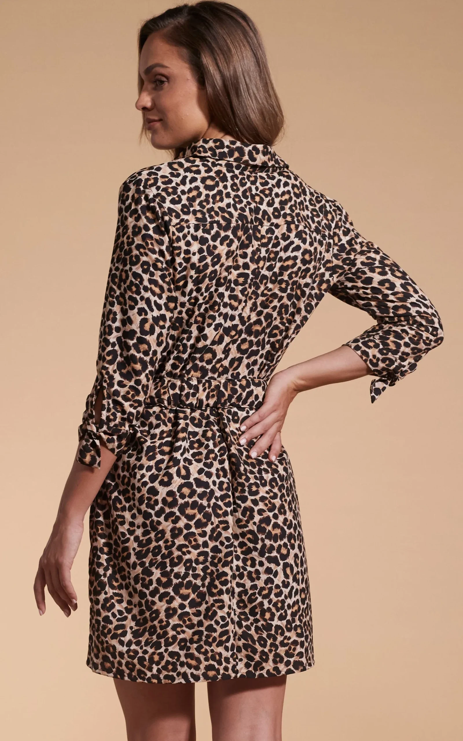 Jonah Mini Shirt Dress In Rich Leopard