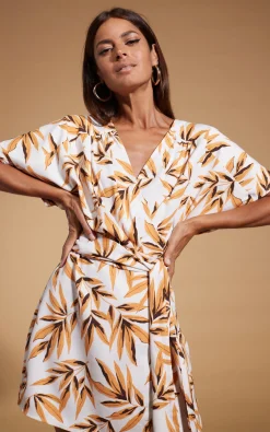 Kansas Mini Wrap Dress In Tropic Natural