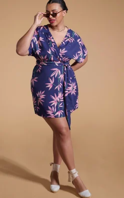 Kansas Mini Wrap Dress In Bamboo Navy Base-Extended Sizing