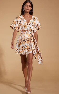 Kansas Mini Wrap Dress In Tropic Natural