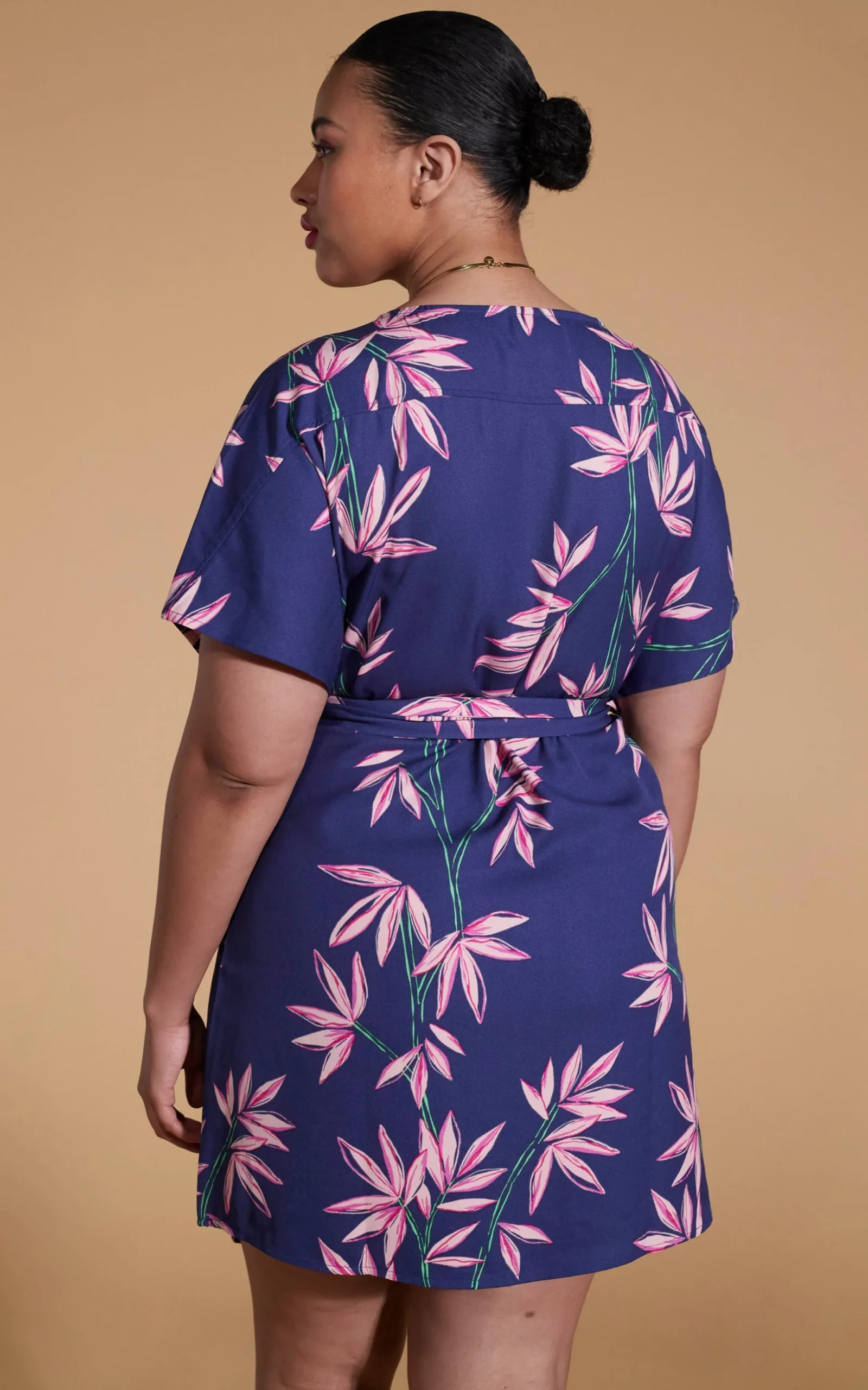 Kansas Mini Wrap Dress In Bamboo Navy Base-Extended Sizing