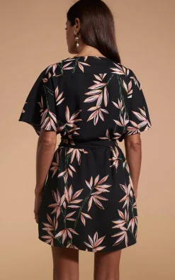 Kansas Mini Wrap Dress In Bamboo Black Base