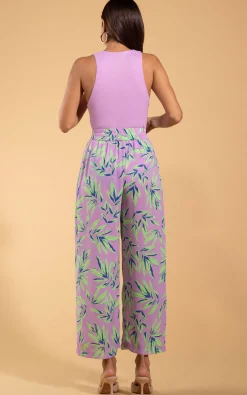 Kendari Split Leg Trousers In Tropic Mint On Pink