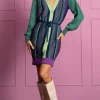 Lara Metallic Knit Mini Dress In Stripe