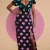 Lily Dress In Green On Black Dot & Pink On Black Dot