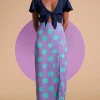 Lily Dress In Navy & Green On Purple Dot