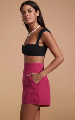 Lola Linen Shorts In Raspberry