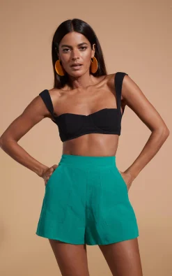 Lola Linen Shorts In Vivid Green