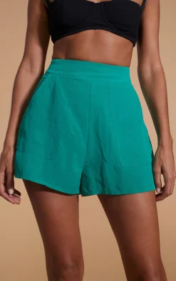 Lola Linen Shorts In Vivid Green