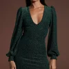 Lulu Mini Dress In Green Sparkle
