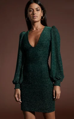 Lulu Mini Dress In Green Sparkle
