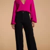 Lyma Tie Neck Top In Solid Magenta