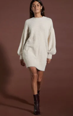 Maggie Jumper Dress In Beige