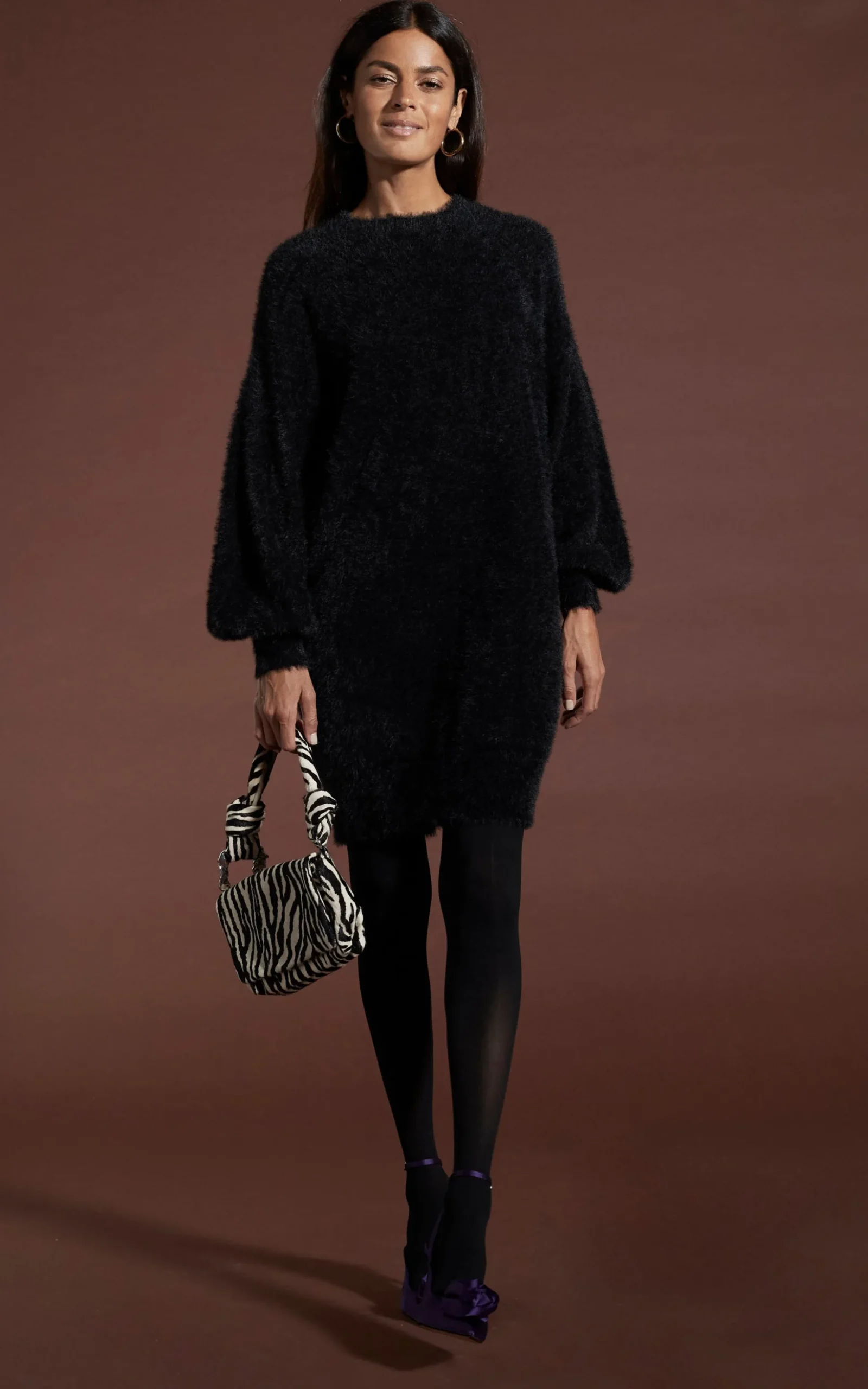 Maggie Jumper Dress In Black