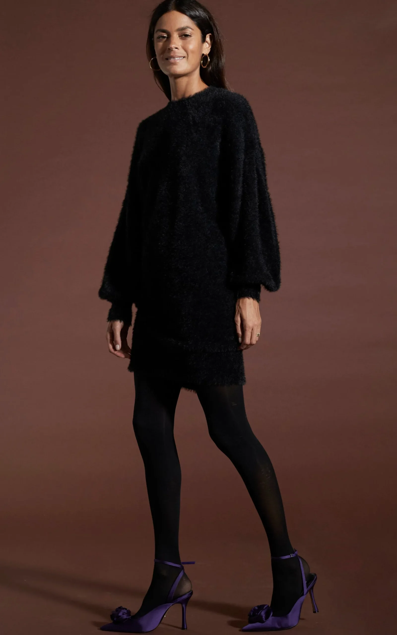 Maggie Jumper Dress In Black