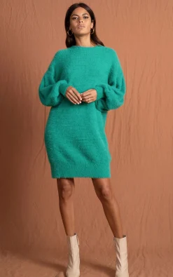 Maggie Jumper Dress In Vivid Green