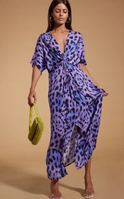 Makuna Kaftan In Lilac Leopard
