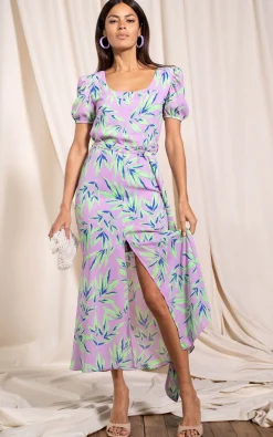 Manuela Frill Hem Dress In Tropic Mint On Pink