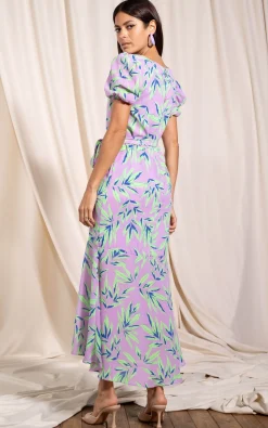 Manuela Frill Hem Dress In Tropic Mint On Pink