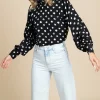 Margo Pintuck Blouse In Polka Dot