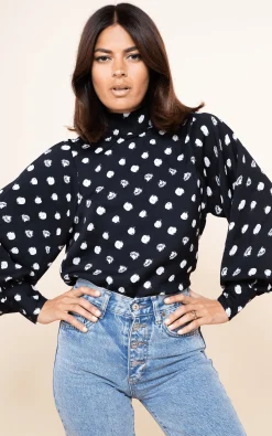 Margo Pintuck Blouse In Polka Dot