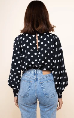 Margo Pintuck Blouse In Polka Dot