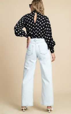 Margo Pintuck Blouse In Polka Dot