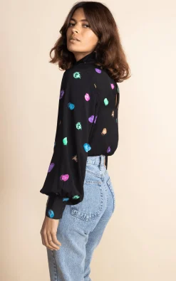 Margo Pintuck Blouse In Vintage Dots