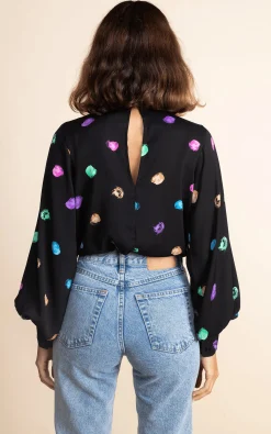 Margo Pintuck Blouse In Vintage Dots