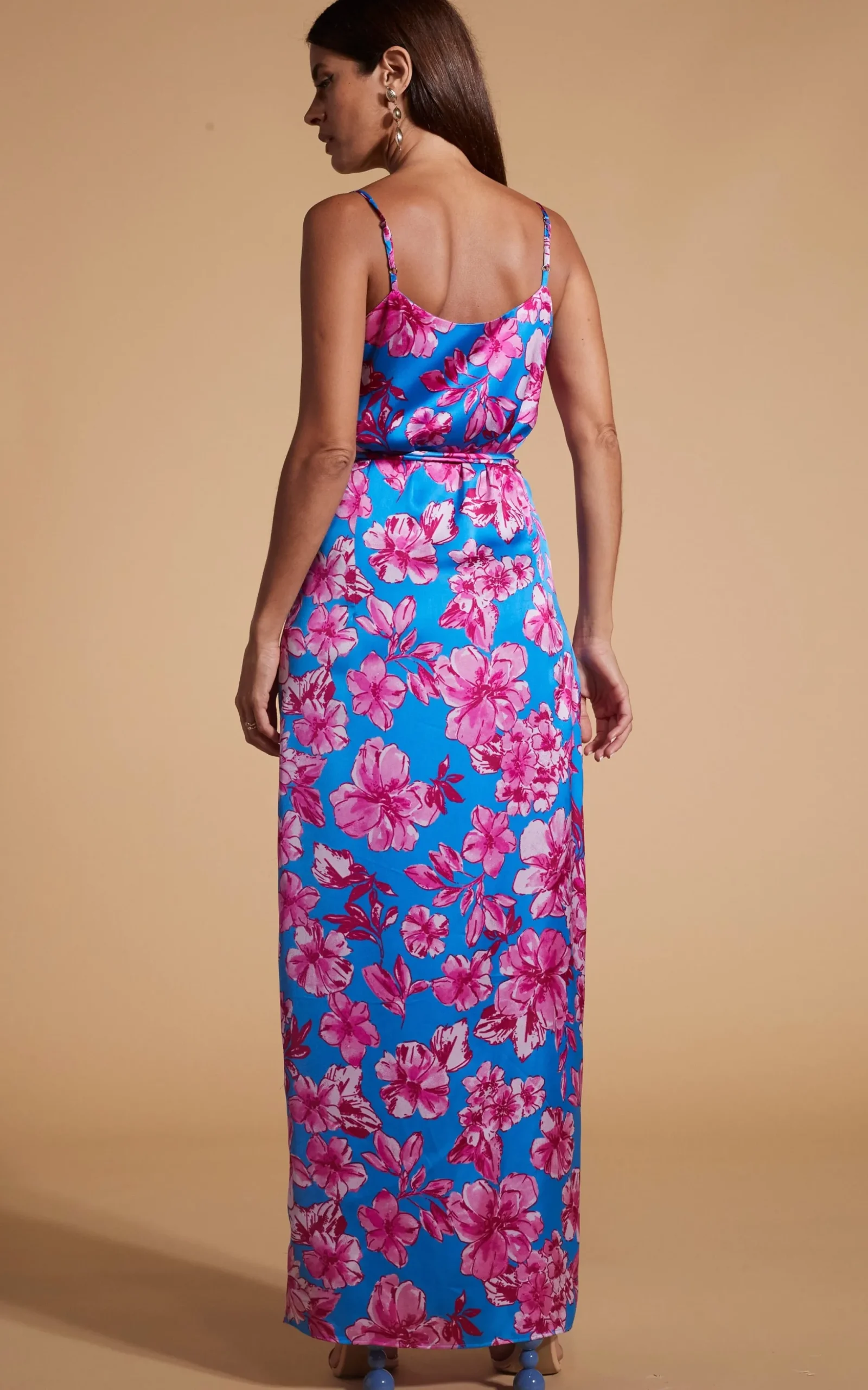 Mariah Wrap Dress In Pink & Blue Floral