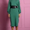 Memphis Metallic Knit Midi Dress In Green