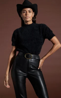 Millie Cropped Knit Top In Black