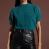 Millie Cropped Knit Top In Forest Green