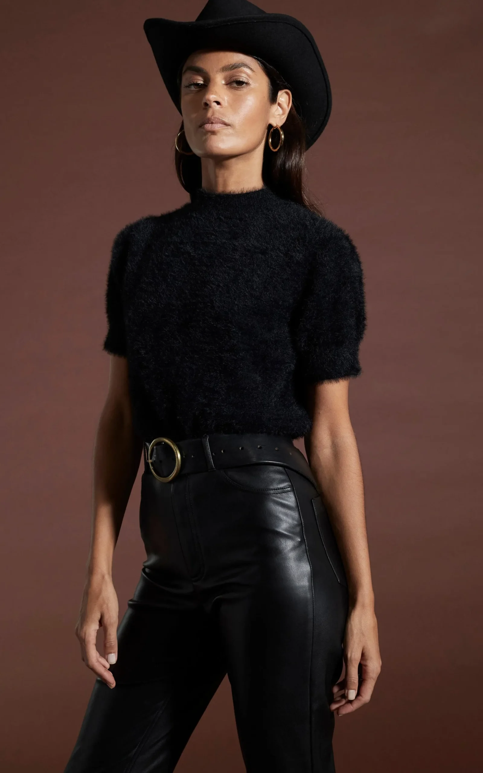 Millie Cropped Knit Top In Black