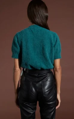 Millie Cropped Knit Top In Forest Green