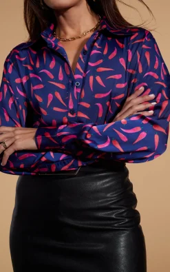 Nevada Satin Shirt In Chilli Pepper