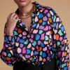 Nevada Satin Shirt In Multi Cloud-Extended Sizing