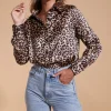 Nevada Satin Shirt In Rich Leopard