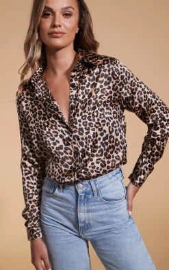 Nevada Satin Shirt In Rich Leopard