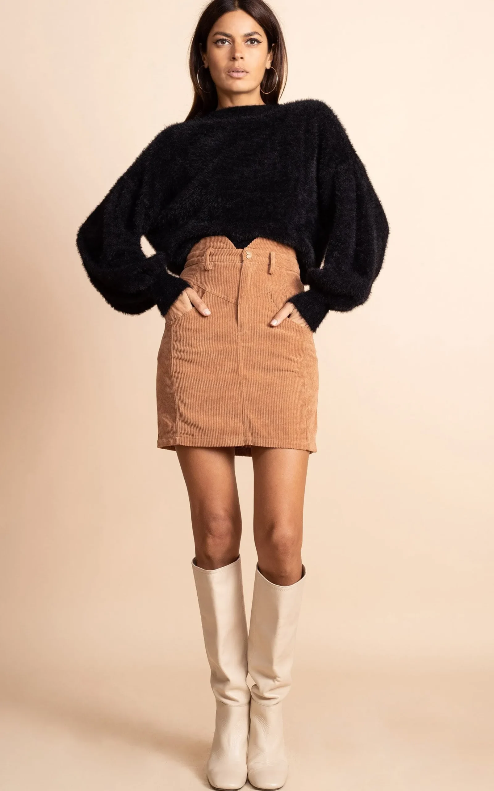 Nikeeta Mini Skirt In Tan
