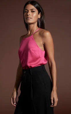 Nina Halter Cami Top In Hot Pink
