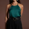 Nina Halter Cami Top In Pine Green
