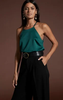 Nina Halter Cami Top In Pine Green