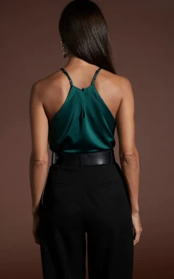 Nina Halter Cami Top In Pine Green